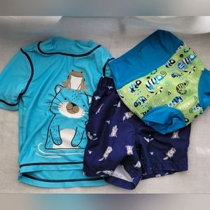 Baby Boys Otter Rash Guard Set and Splash About Happy Nappy Swim Bottoms